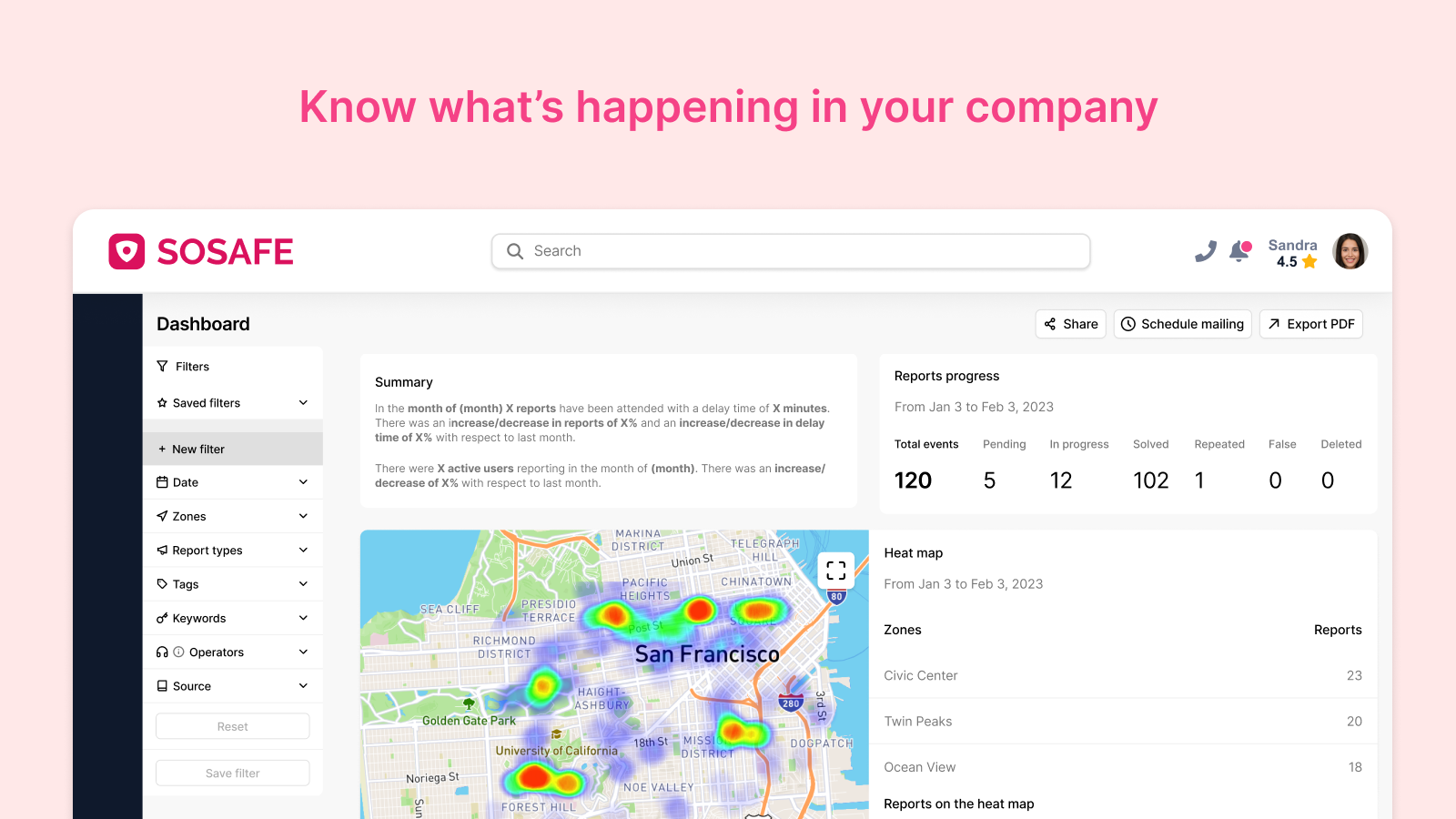 screenshot of SOSAFE Portal